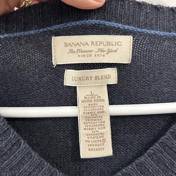 Banana Republic Cashmere Angora Infused Luxury Blend Sweater Sz L Elbow Patches - Picture 3 of 8